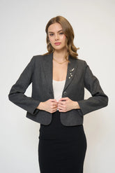 Crystal Pins & Chains Cropped Blazer
